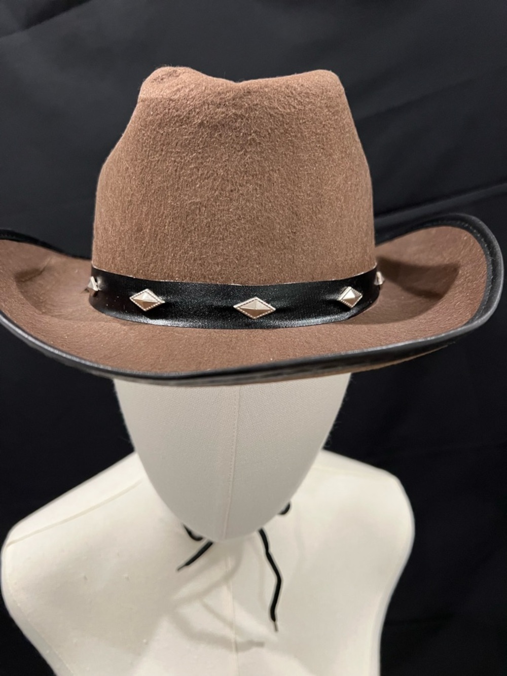 Brown Felt Western Cowboy Hat with Studded Black Band